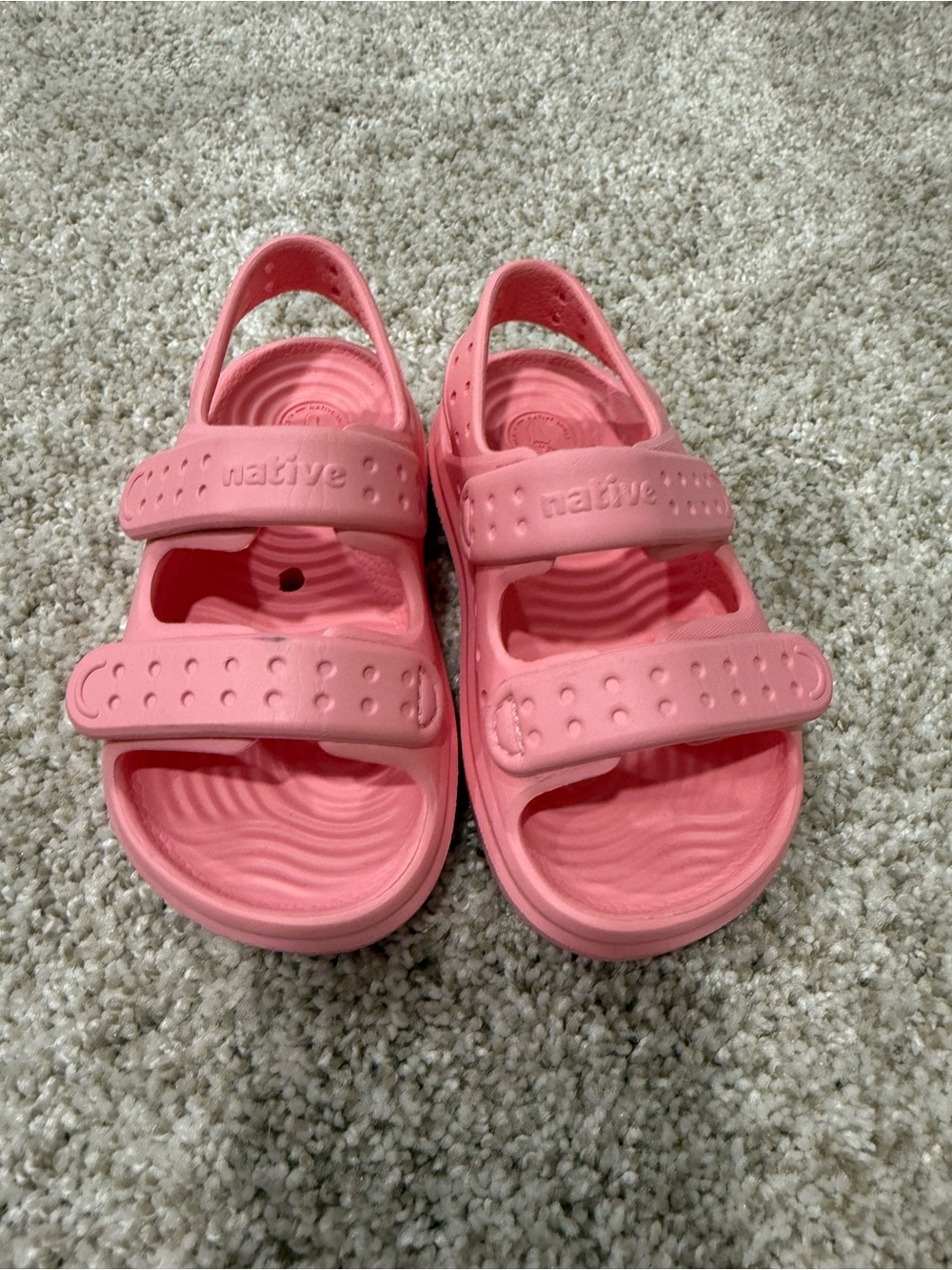 Native Kids Coral Pink Adjustable Sandals